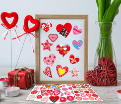 Joyful Start love-themed stickers for doors, cups, and phones
