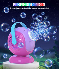 Joyfuture bubble machine tilts 75° to aim bubbles precisely.