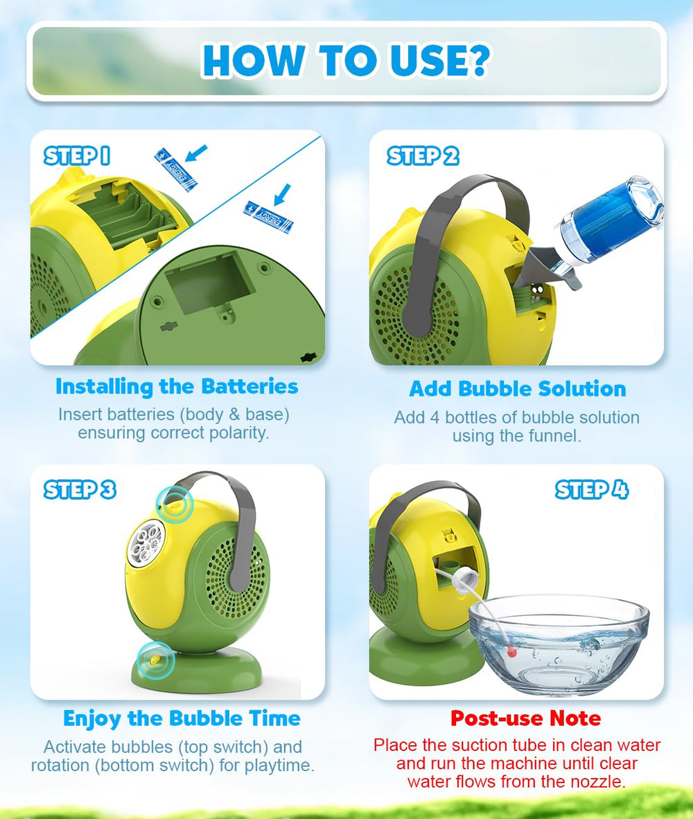 Joyfuture bubble machine with durable ABS shell designed for long-lasting use.
