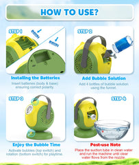 Joyfuture bubble machine with durable ABS shell designed for long-lasting use.