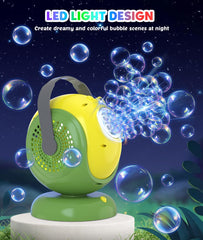 Joyfuture bubble machine outdoors at a party setup ready for fun.