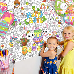 JOYGATHER Easter coloring tablecloth giant poster for kids’ party games.