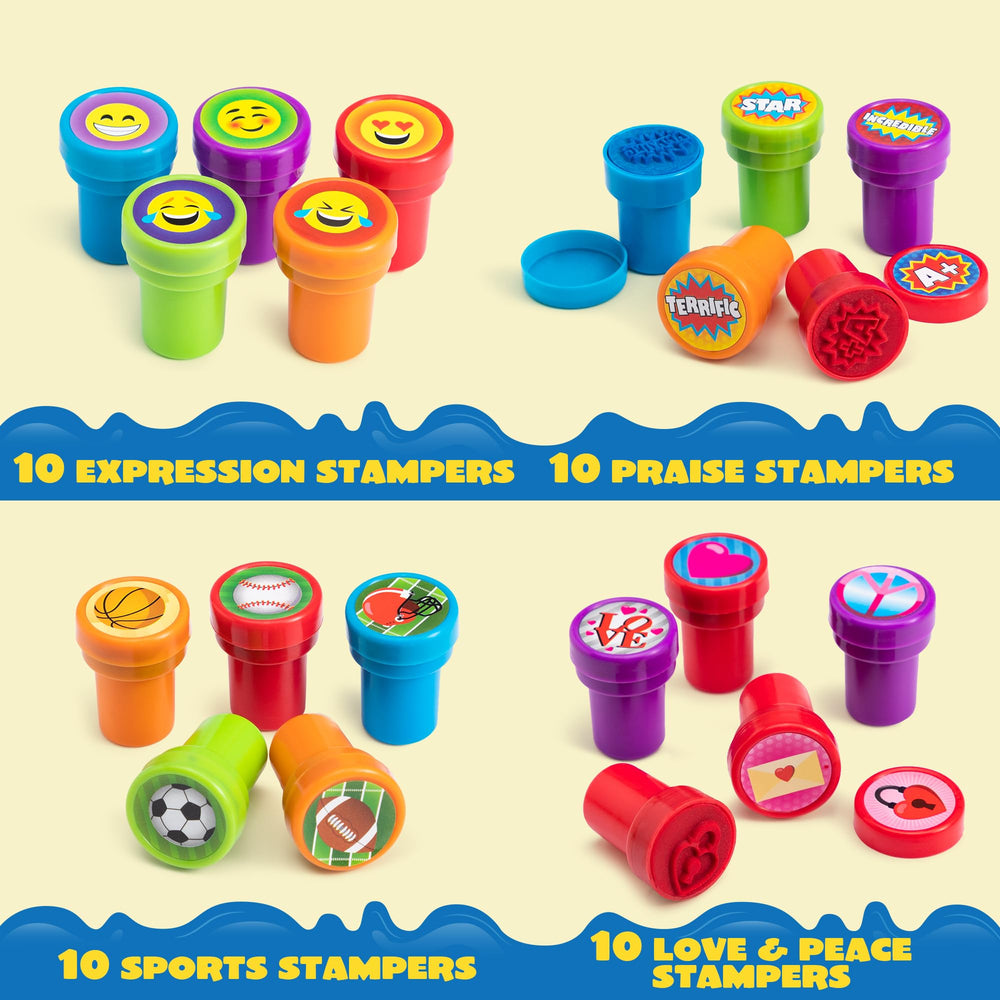 JOYIN 100-pcs stamps with zoo safari designs for party favors and crafts.