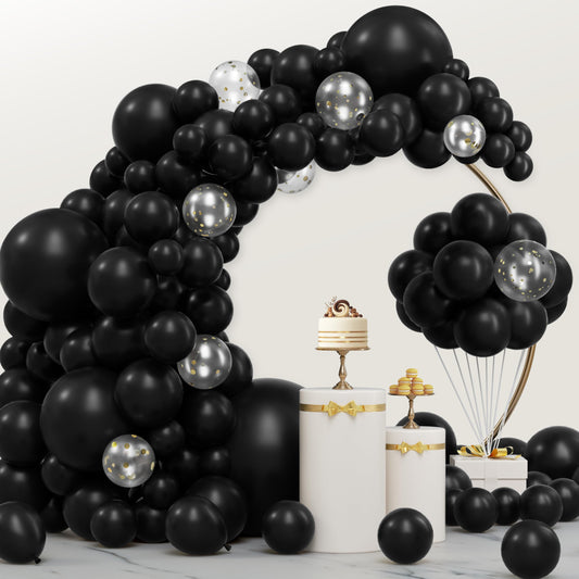 JOYIN 150-pcs black balloons arch kit for bold party backdrops