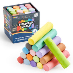 JOYIN 16-pcs sidewalk chalk set for vibrant outdoor art on driveways