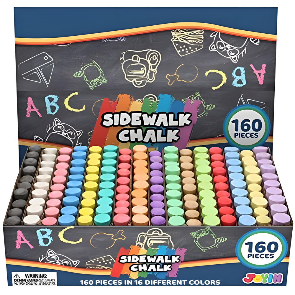 JOYIN 160-piece sidewalk chalks set, colorful array for outdoor art and play.