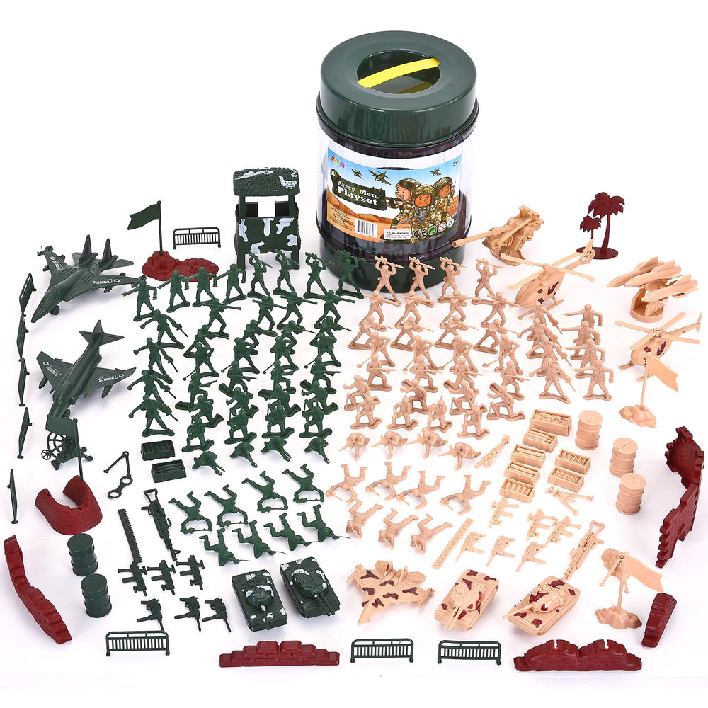 JOYIN 164-piece military playset bucket for imaginative play and coordination.