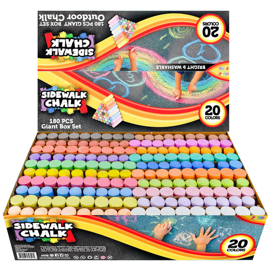 Joyin 180-piece sidewalk chalks set for vibrant outdoor art on driveways.
