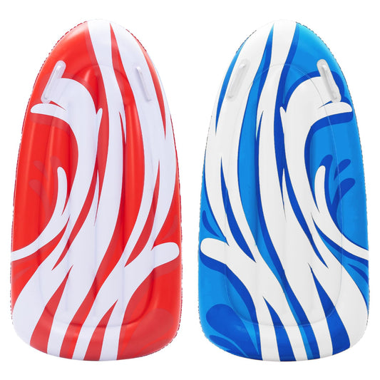 JOYIN two-pack inflatable body boards in blue and red for safe pool learning