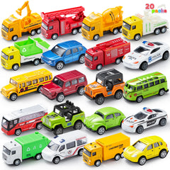 JOYIN 20-piece pull-back car set with varied designs for imaginative play