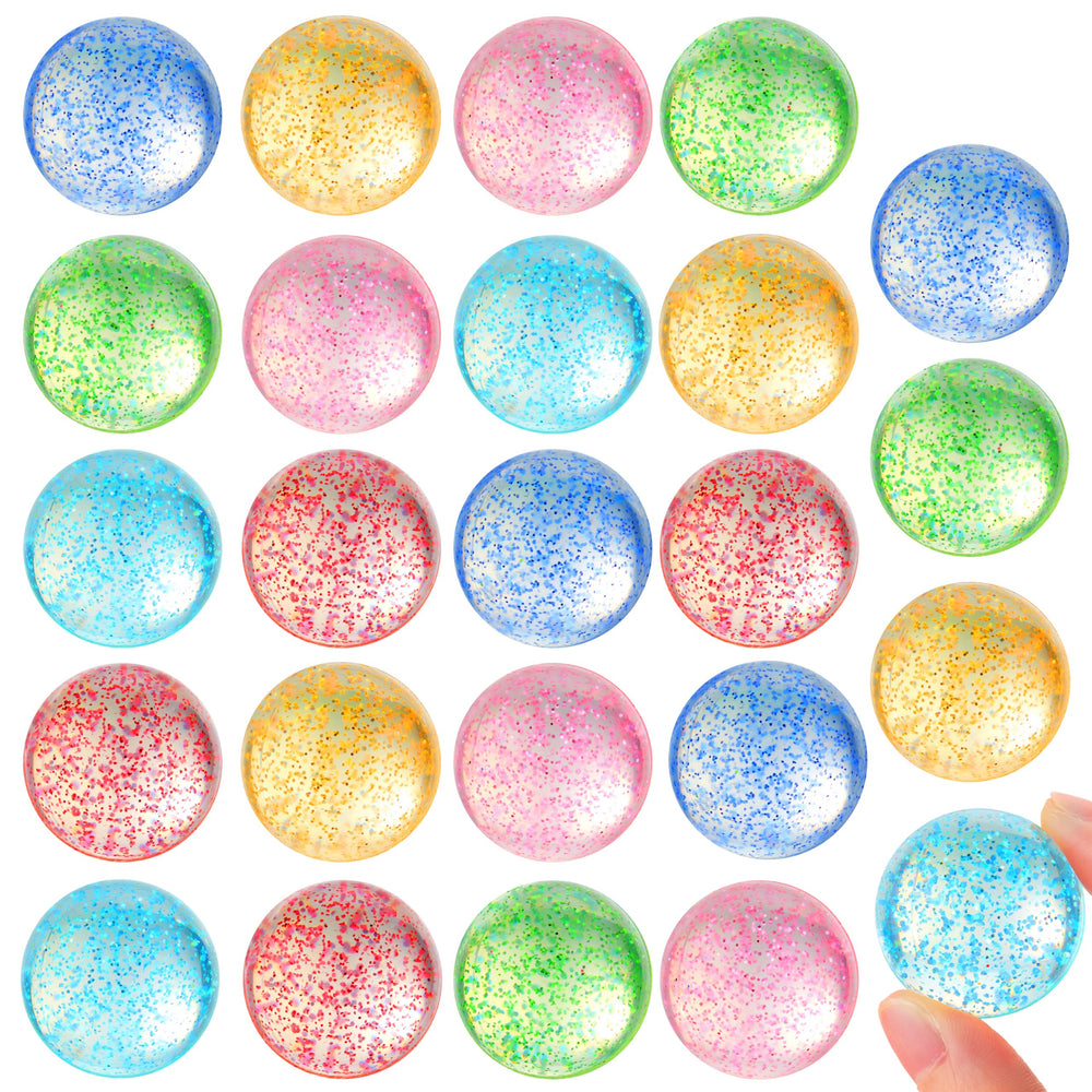 JOYIN 24-pack glitter bouncy balls in six colors for party favors and easy gifting