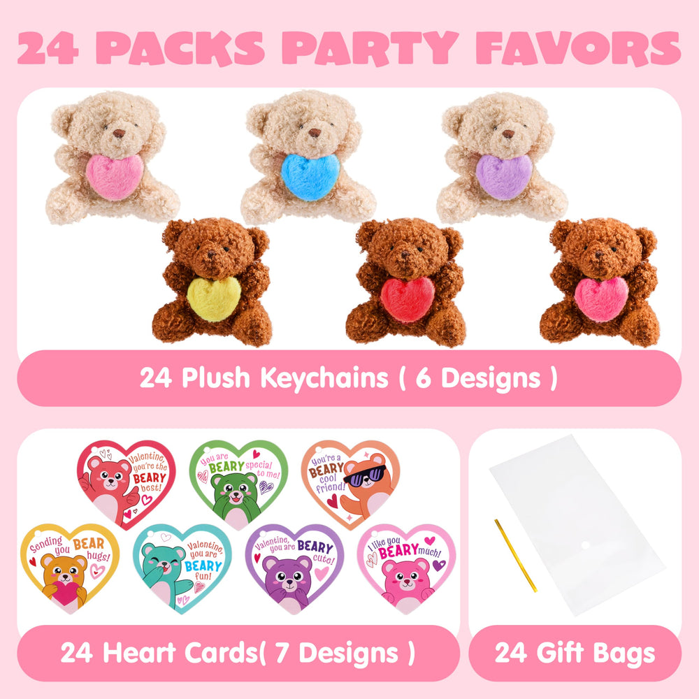 JOYIN 24-pcs valentines bears with cards offers ready-to-gift keepsakes
