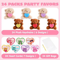 JOYIN 24-pcs valentines bears with cards offers ready-to-gift keepsakes