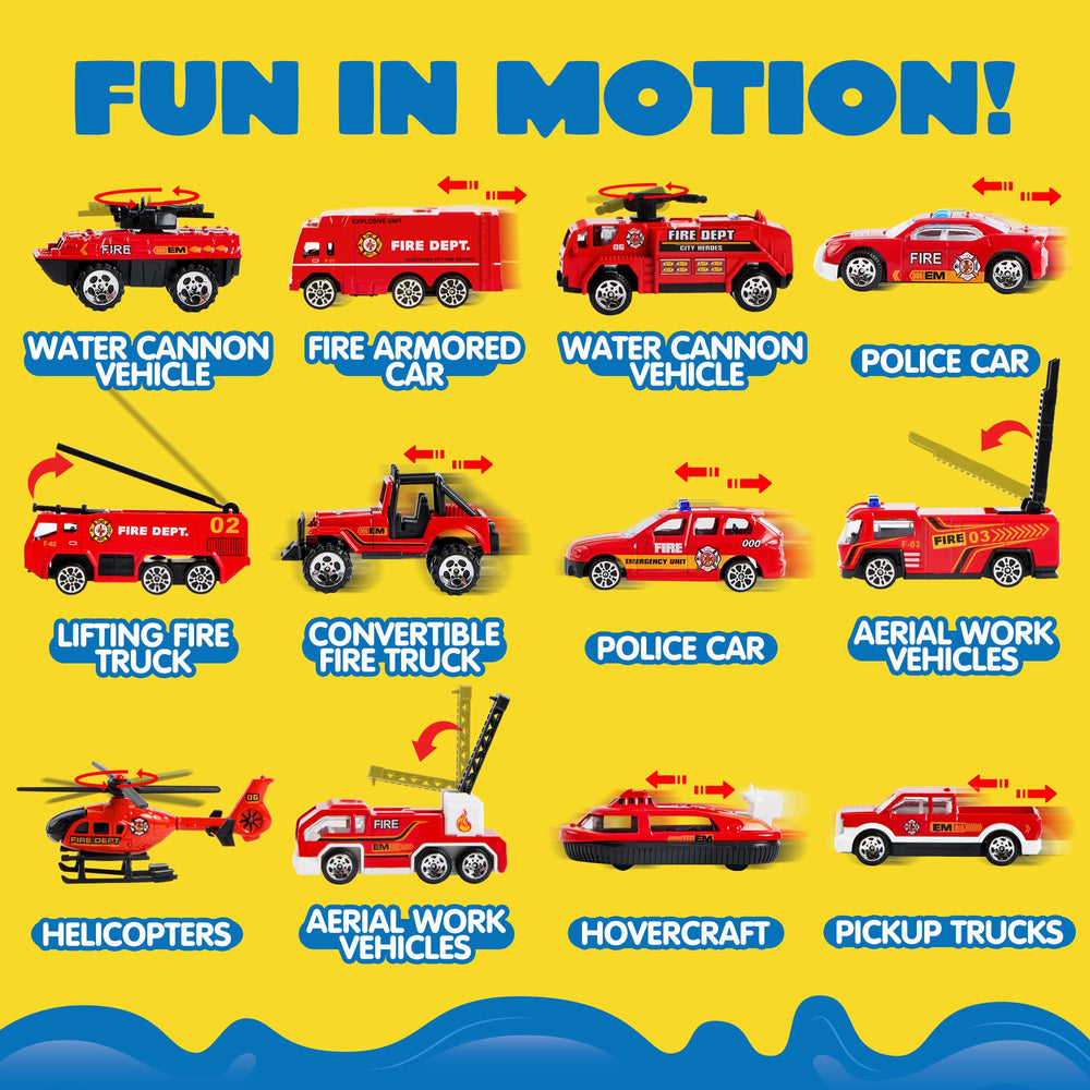 JOYIN 25in1 fire truck set fire engine vehicles enable realistic rescue scenarios and role play.