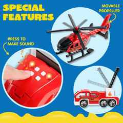 JOYIN 25in1 fire truck set fire pickup truck encourages construction-themed pretend play.