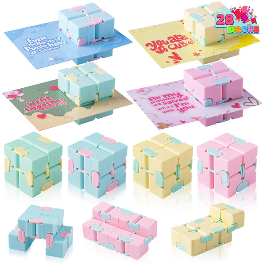 JOYIN 28-pack valentines gift cards paired with infinity toys for classroom exchange