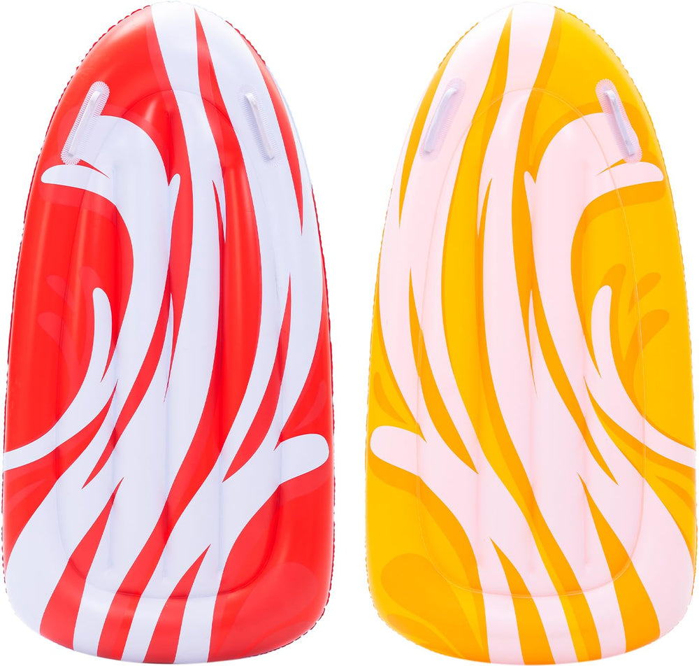 JOYIN 2-pack inflatable body boards in red and yellow for safe pool play and learning to swim.