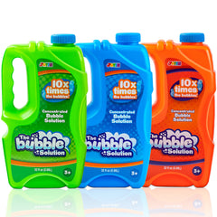JOYIN three 32-ounce bubble solution bottles ready for continuous outdoor play