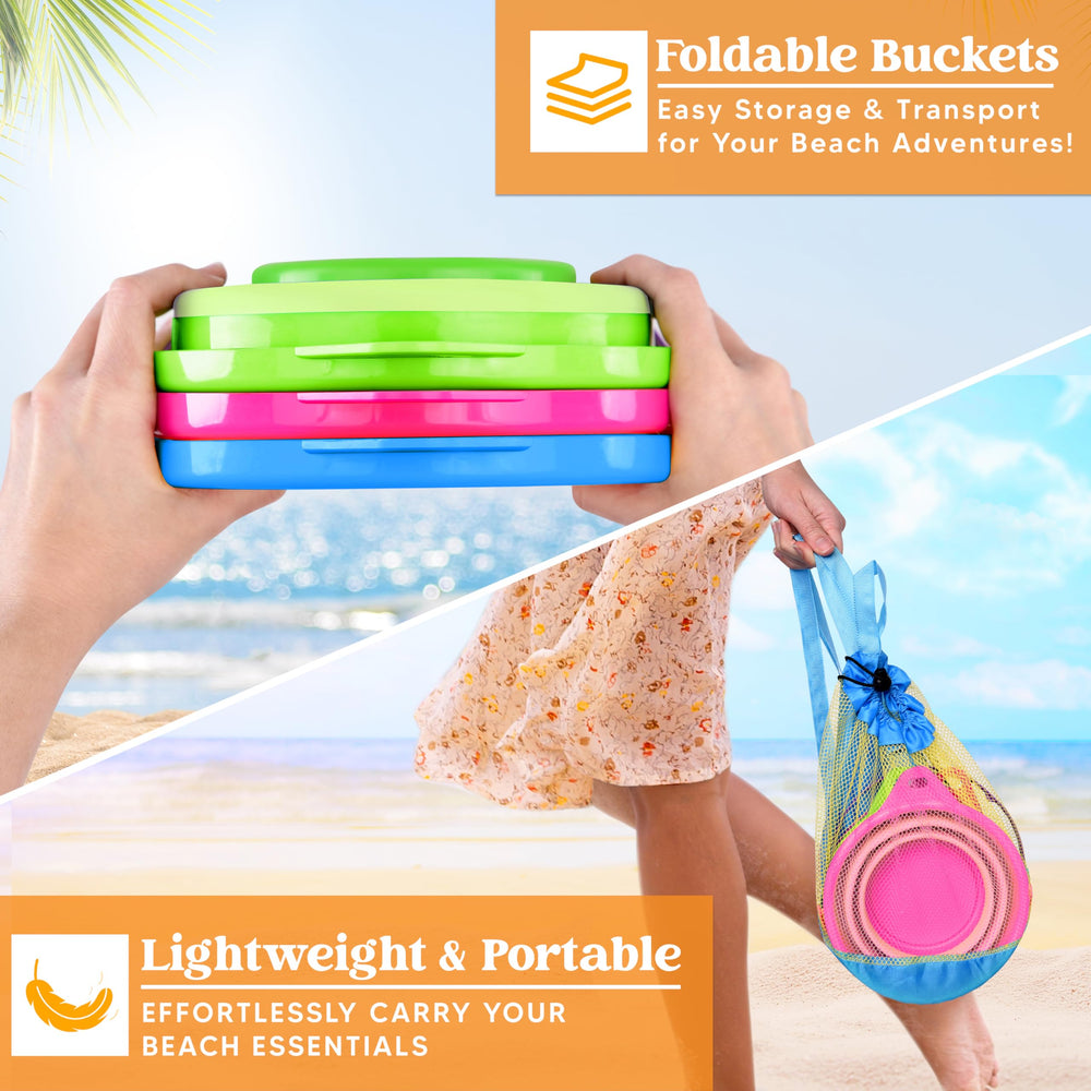 JOYIN foldable green pail with shovel for family fun and simple cleanup