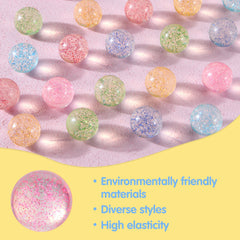 Closeup of JOYIN 32mm glitter bouncy ball with sparkling interior