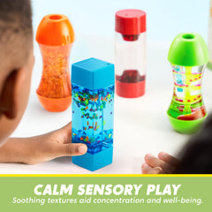 JOYIN 4-pack fidget tubes held by child for on-the-go stress relief.