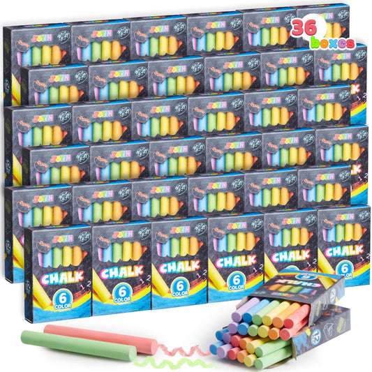 Joyin 432-count mini chalk set in 36 boxes displayed for colorful classroom art
