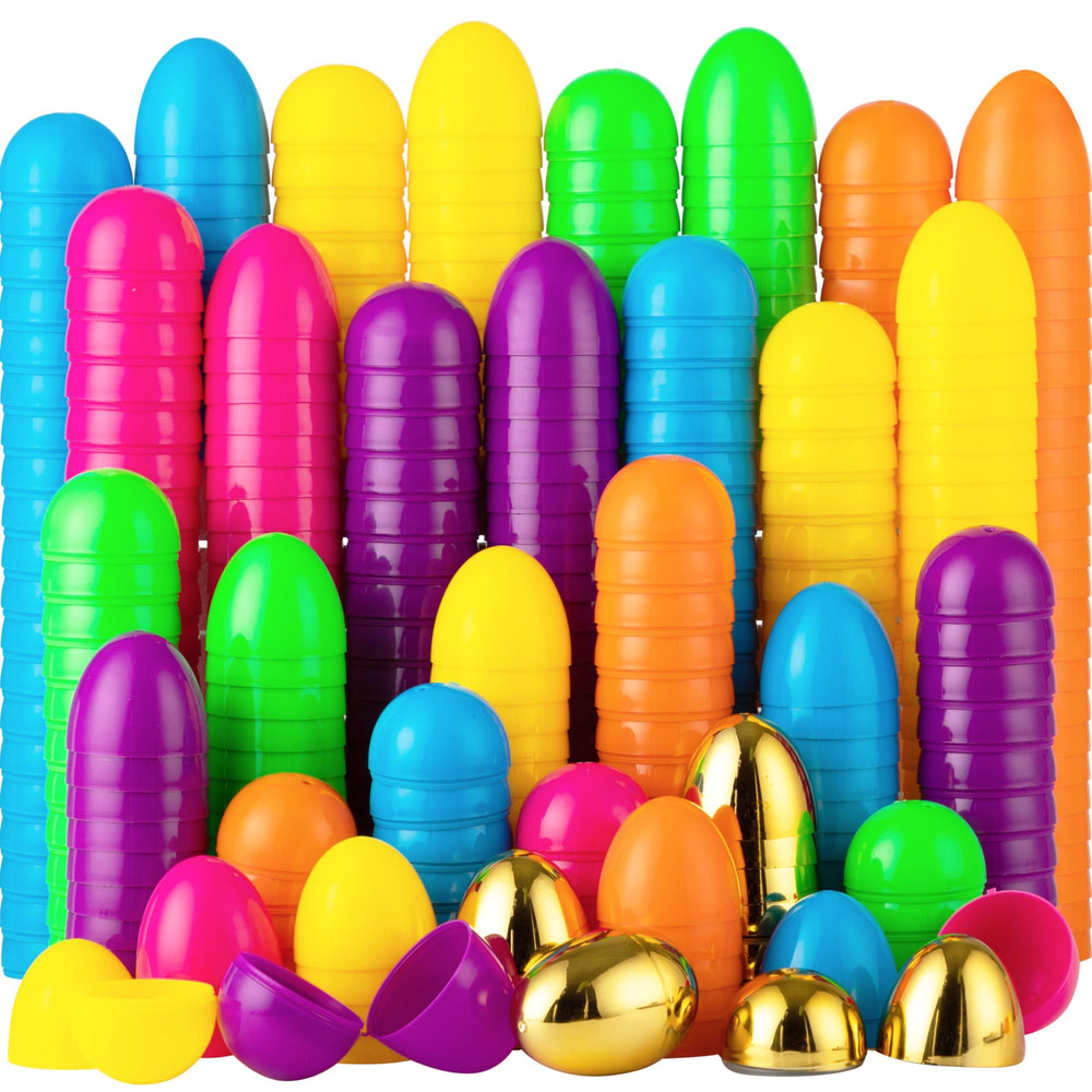 JOYIN 50pcs plastic Easter eggs: bright colors for lively Easter hunts.