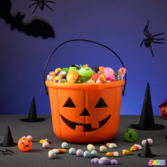 JOYIN 7x5 inch pumpkin bucket ideal for compact storage.