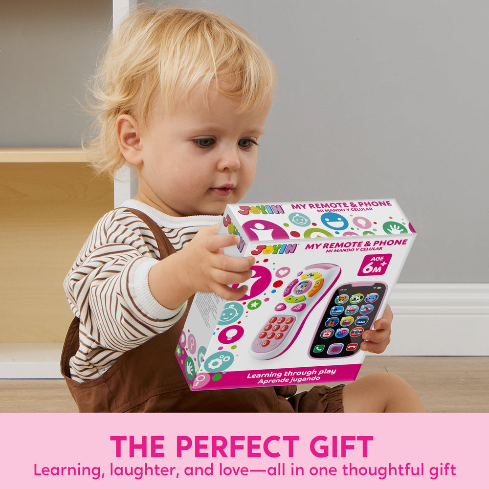 JOYIN baby learning phone in use by toddler encourages interactive pretend play.