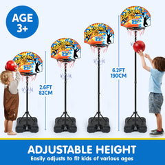 JOYIN adjustable-height hoop from 2.6 to 6.2 ft grows with children.