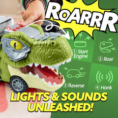 JOYIN large dinosaur transport truck carrier with mini dinos for role-play.