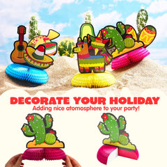 JOYIN Cinco de Mayo honeycomb centerpiece with guitar cutout for lively photos.
