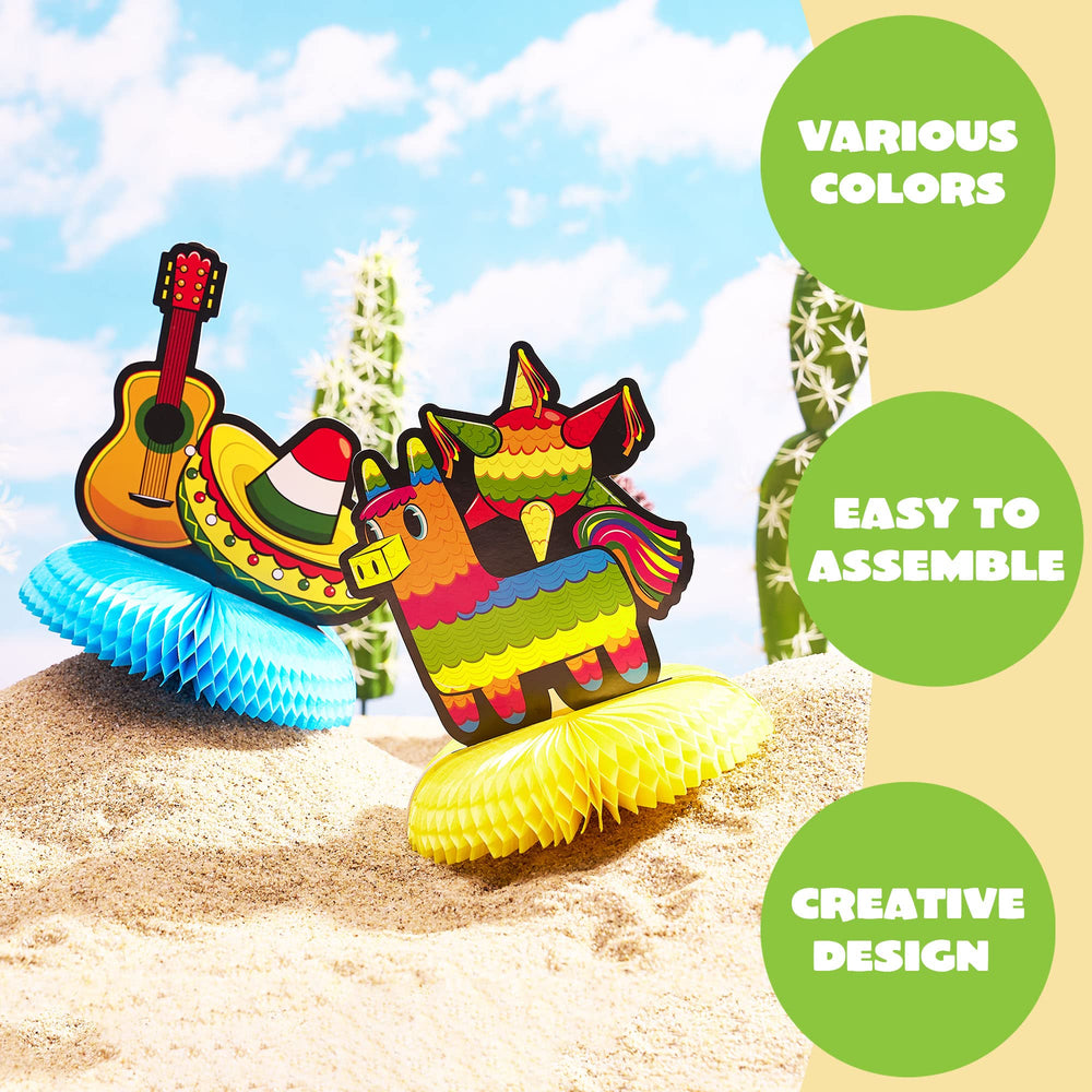 JOYIN Cinco de Mayo honeycomb centerpiece with sombrero cutout for playful fiesta flair.