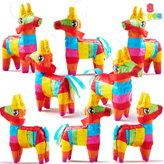 JOYIN mini donkey pinatas front view in rainbow colors for festive Cinco de Mayo decor.