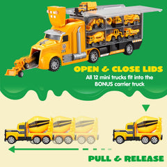 JOYIN compact trucks fit easily in small hands for portable play.