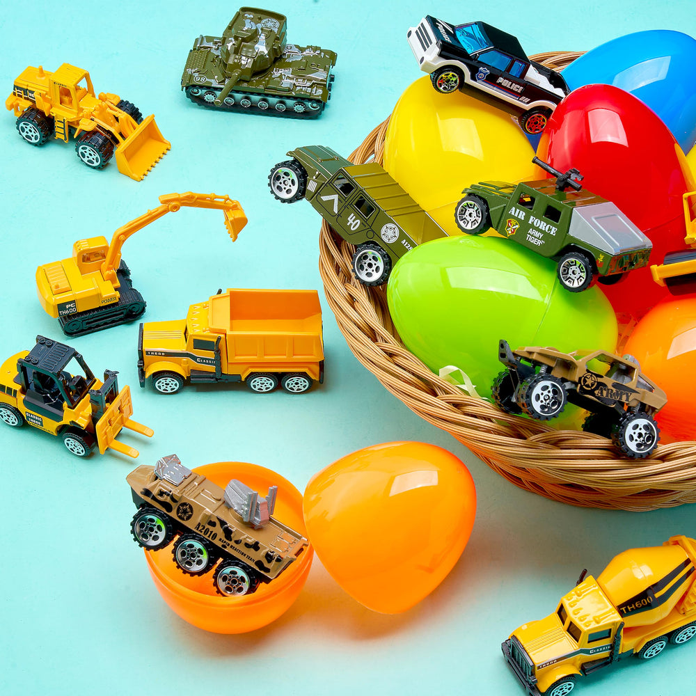 JOYIN construction trucks inside eggs encourage durable, hands-on fun