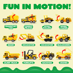 JOYIN workers figures with trucks inspire role-play and cooperative play.