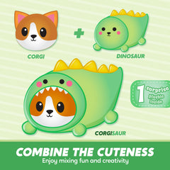 JOYIN Corgisaur plush side view, ultra-soft fabric for gentle hugs.
