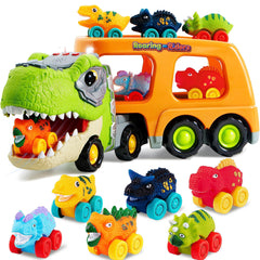JOYIN dinosaur carrier truck with generous storage for six mini cars.