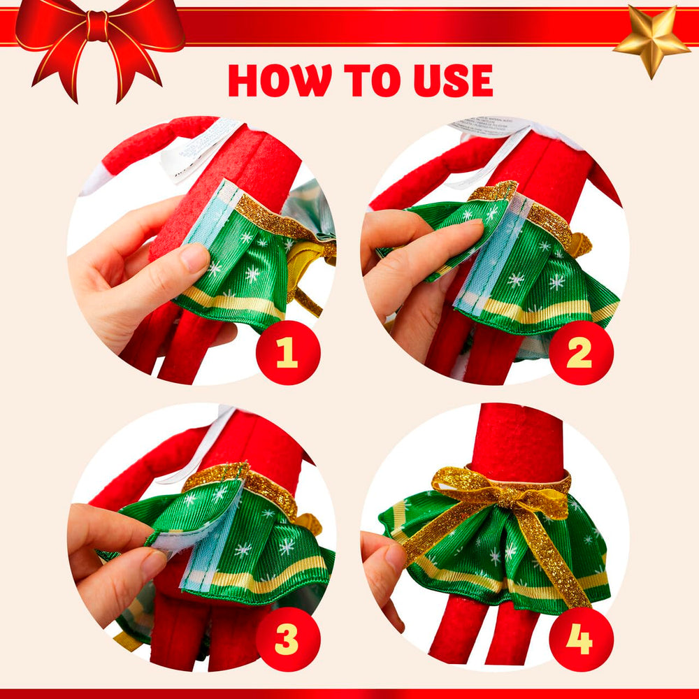 JOYIN doll clothes set packaging shows three festive skirts