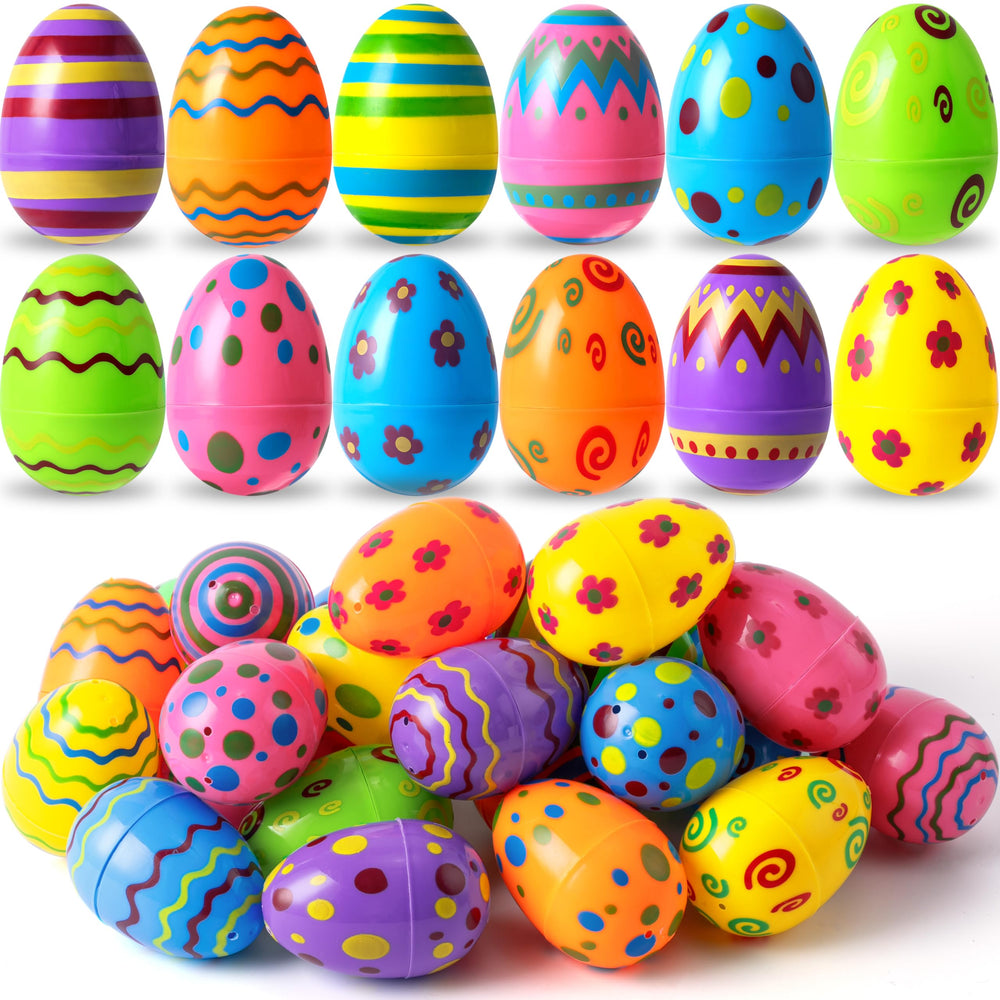 JOYIN 18-pack printed Easter eggs for colorful Easter hunts and decorations