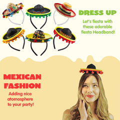 JOYIN fabric sombrero headband with colorful fringes for lively events