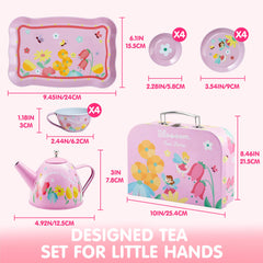 JOYIN Fairy Blossom Tea Set carrying case keeps everything organized for on-the-go play