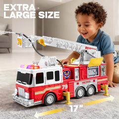 Joyin fire truck toy with extendable ladder for elevated pretend rescues
