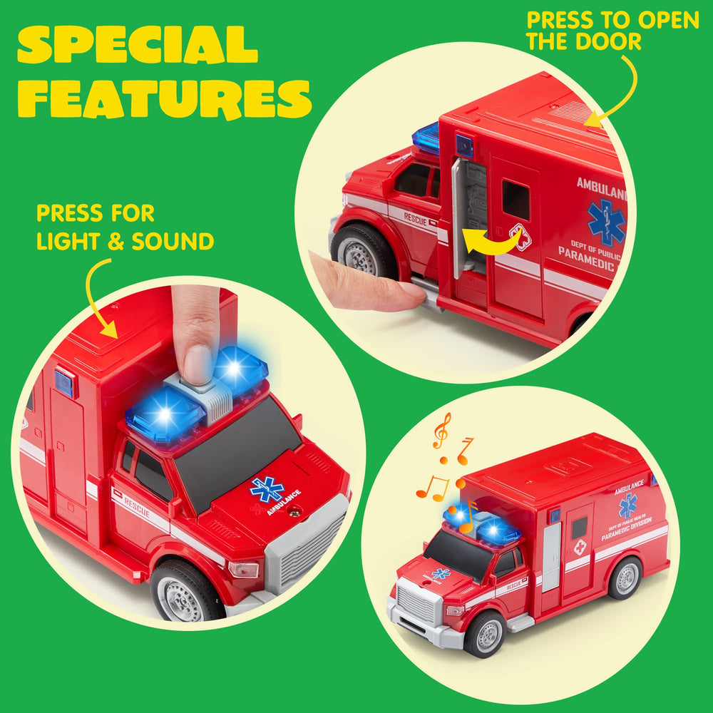 JOYIN fire truck toy with lights to spark rescue play and action scenes