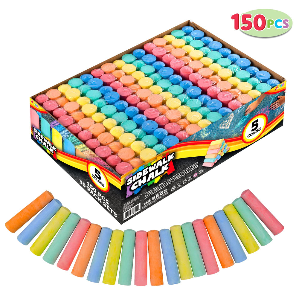 JOYIN five-color sidewalk chalk for vibrant driveways and sidewalks.