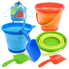 JOYIN foldable pail bucket at the beach for quick sand play and easy storage