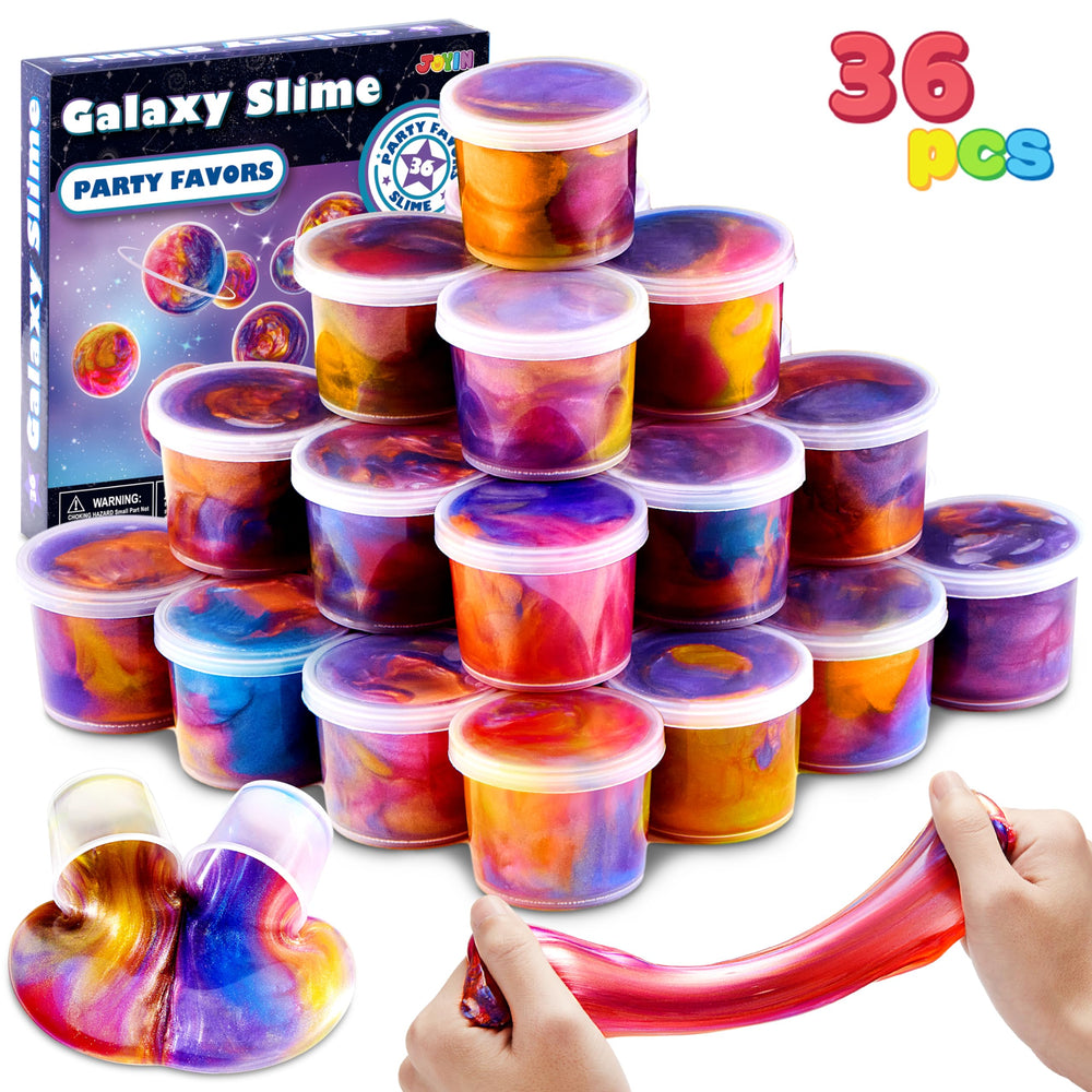 JOYIN galaxy slime cups stretchy display with vivid colors for hands-on fun