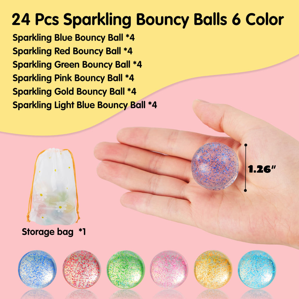 JOYIN glitter bouncy balls in six colors for classroom and party use