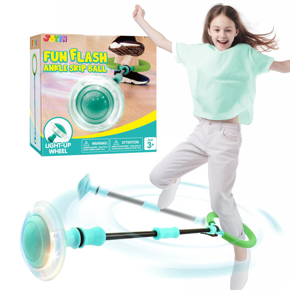 JOYIN Green Ankle Skip Ball with flashing lights for vibrant indoor and outdoor play